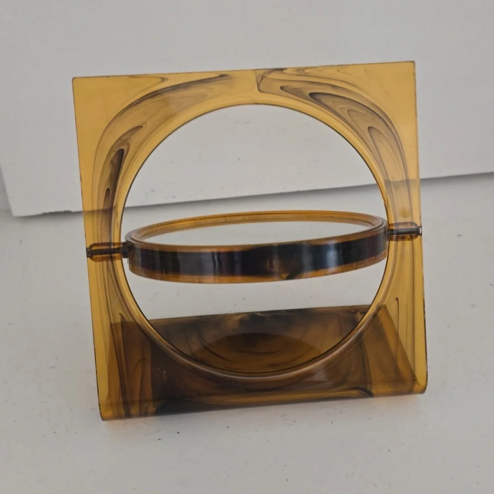 Vintage 1970s bakelite hand table 2 face mirror mirror France lucite